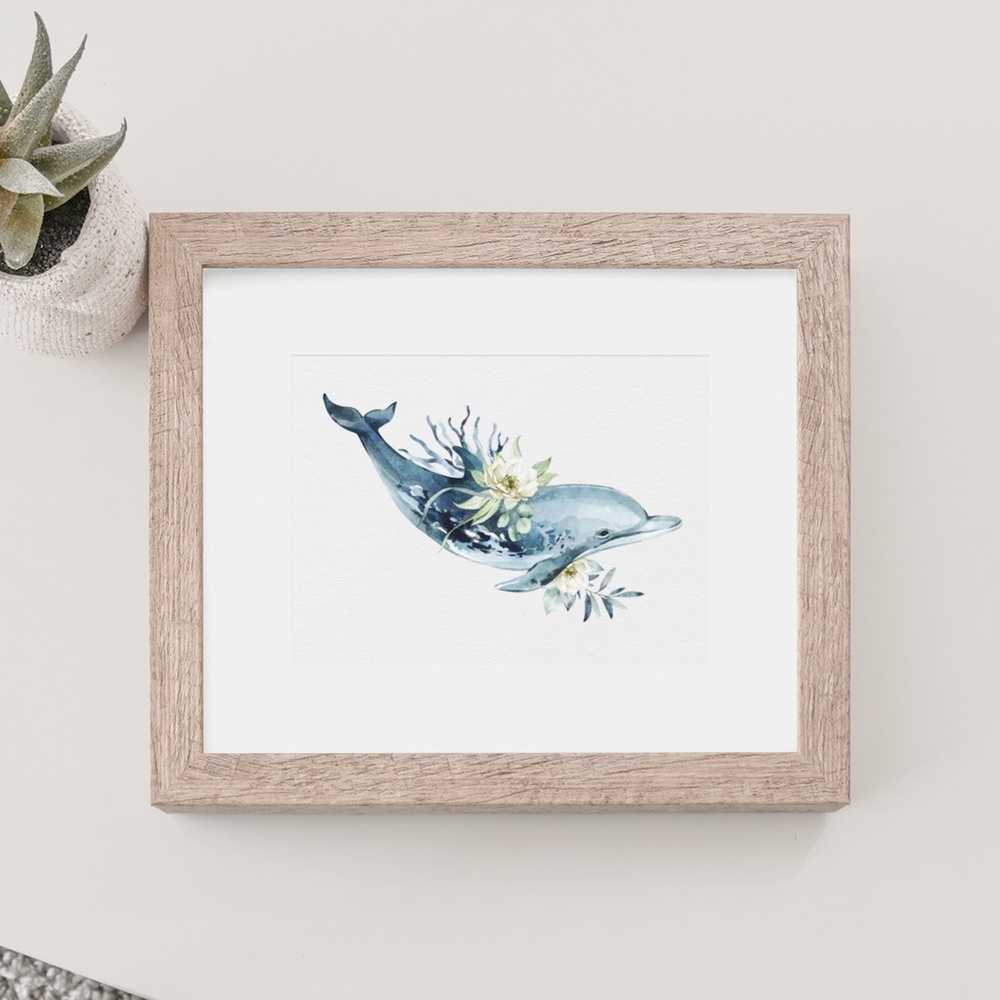 Wall Art Watercolor Dolphin Print Poster Unframed - Picture 8 of 16